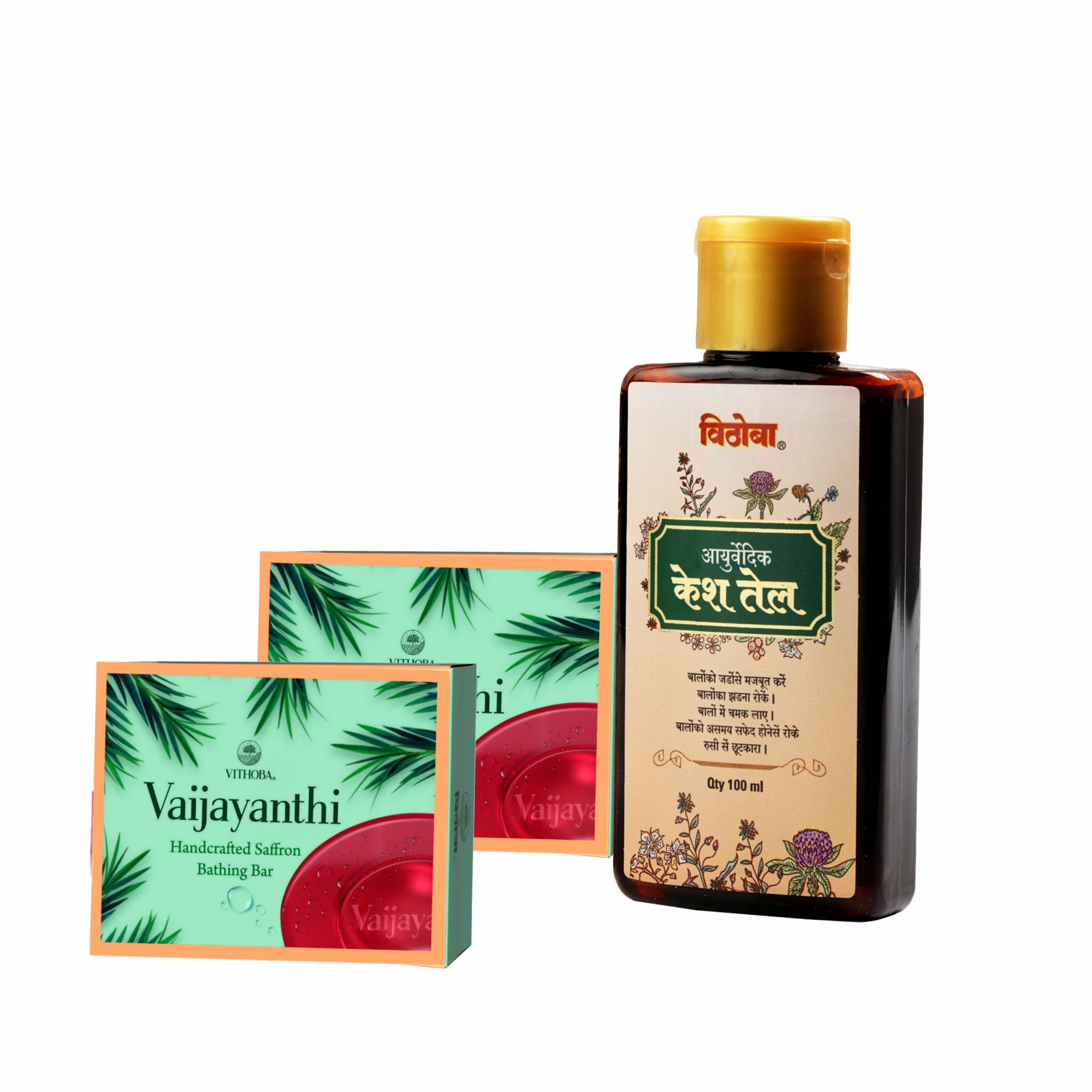 vaijayanthi-handcrafted-saffron-soap-bar-pack-of-2-vithoba-ayurvedic-kesh-hair-oil-anti-hair-fall-hair |100-ml-75g-75g-100-ml | image 5