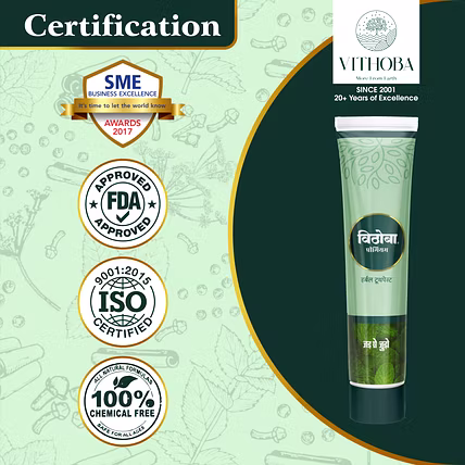 Vithoba Premium Toothpaste | Herbal Tooth Whitener For Oral Health With Natural Herbs | Toothpaste For White Strong Teeth &amp; Refreshing Breath | Value Pack 150g + 150g + 80g |-3