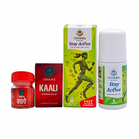 Health and wellness Combo | Vithoba Stay Active Pain Relief Roll On Oil 60ml & Vithoba KAALI Strong Balm 10Gram