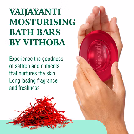 Vithoba Vaijayanthi Handcrafted Saffron Soap Bar 75g | Real Kesar Soap For Blemishfree Soft &amp; Natural Glow | With Goodness Of Turmeric Oil Glycerin &amp; Coconut Oil |-2