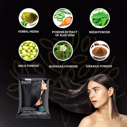 Vithoba Keshratna 100% Natural Hair Color/Dye Powder | Herbal Hair Color for Men &amp; Women | Full Coverage Of Gray Hair | 100% Organic &amp; Chemical Free | pack of 10g |-2