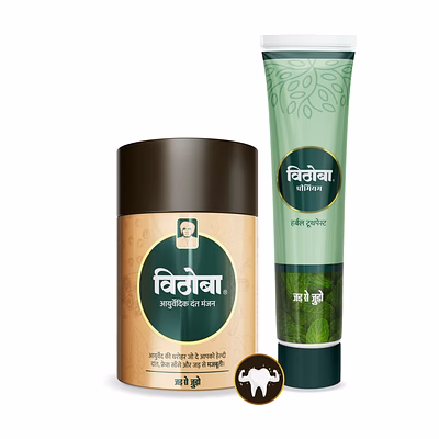 vithoba ayurvedic dant manjan | vithoba ayurvedic premium toothpaste | 80g - 80g | combo pack |