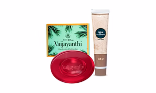 Vithoba Vaijayanthi Handcrafted Saffron Soap Bar & Vithoba Ayurvedic Rootfix Toothpaste Combo Pack - 40g+75g