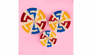 Handcrafted Sabai Grass Multi-coloured Circles Wall Plate