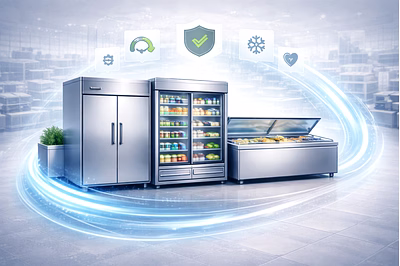 Commercial chiller and freezer equipment used in retail and food businesses for safe and efficient c