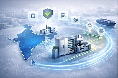 Commercial kitchen equipment manufacturing and export preparation facility in India.