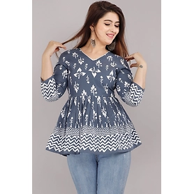 Cotton Floral Printed Top for Girls and Women