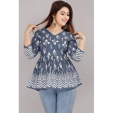 Cotton Floral Printed Top for Girls and Women-Top