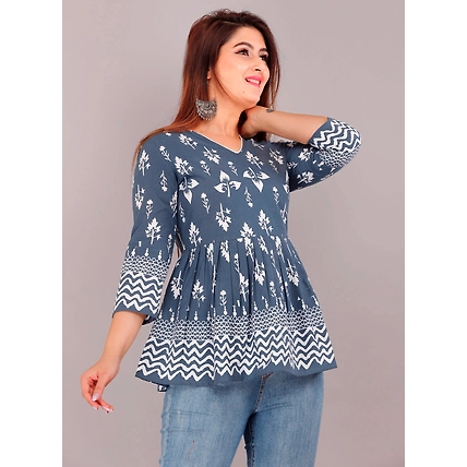 Cotton Floral Printed Top for Girls and Women-1