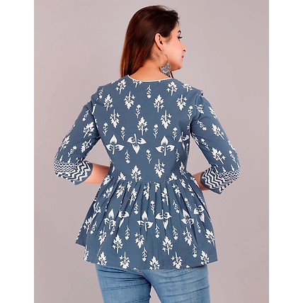 Cotton Floral Printed Top for Girls and Women-2