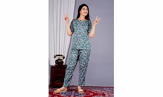 Printed Night Suit Set for Girls and Women
