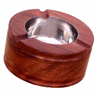 "handcrafted wooden ashtray – natural, durable, and eco-friendly smoking accessory with deep ash reservoir"