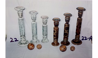 "Artisanal Wooden Candle Stand – Sturdy Base, Decorative Carvings, Ideal for Centerpieces"