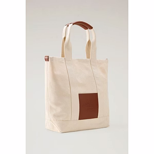 Cotton Tote Bag with Leather Trims | Stylish cotton tote bag, perfect for a trendy, on-the-go lifestyle