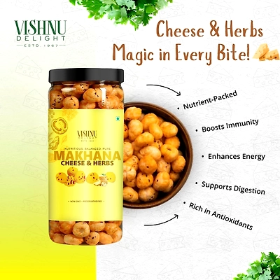 Flavored Makhana – Cheese &amp; Herbs 90gm Jar-3