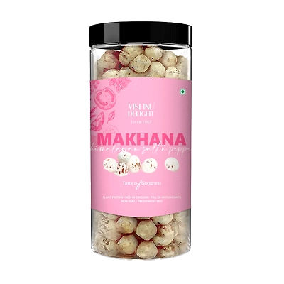Flavored Makhana – Himalayan Salt &amp; Pepper 90gm Jar-VD-MAKHANA-HP-90J