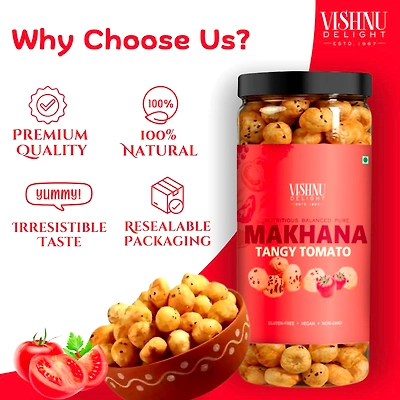 Flavored Makhana – Tangy Tomato 90gm Jar-2