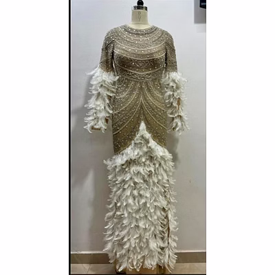 embroidered long dress with fathers