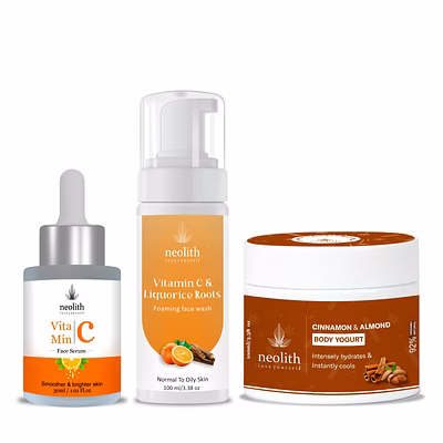 neolith vitamin c serum & face wash & body yogurt combo