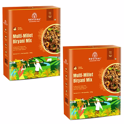 revival foods multi-millet biryani mix pack of 2 400g