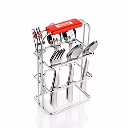 decent dazzle 18 pcs stainless steel cutlery set with plastic cover