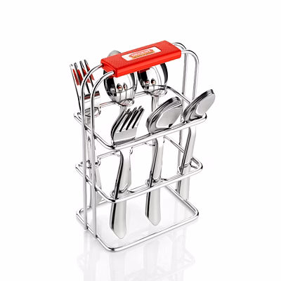 decent dazzle 18 pcs stainless steel cutlery set with plastic cover