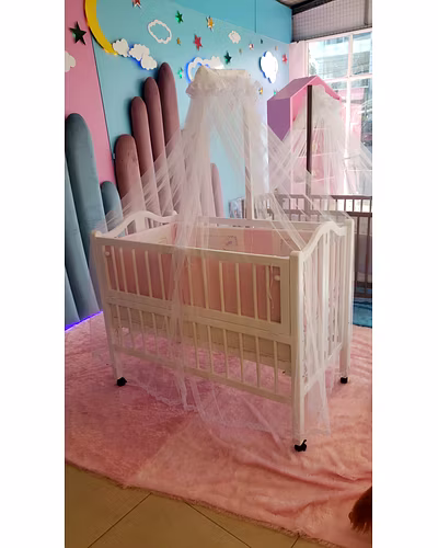 Wooden Baby Cot with Complete Sleep Set-1