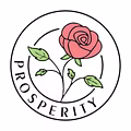 The alternate Prosperity logo features a clean, minimalist design centered around a blooming rose—a 