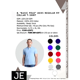 JE “BASIC POLO” MENS REGULAR FITCOLLAR T- SHIRT