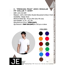JE “PREMIUM POLO” MENS REGULARFIT COLLAR T- SHIRT