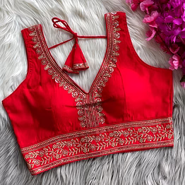 rk enterprice gajjji silk sleeve less blouse