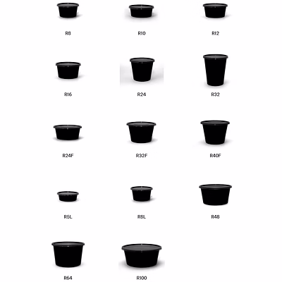 Conteneur Barquette Plastique Rond avec couvercle GLEN couleur Noire ou Transparente-4