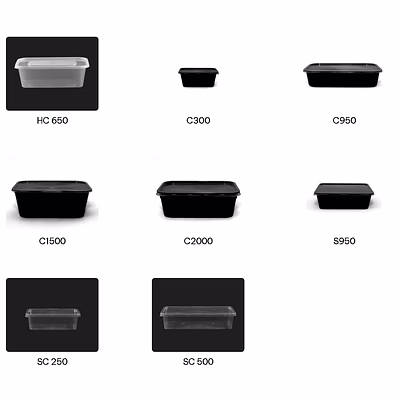 Conteneur Barquette Plastique Rectangulaire et Carré avec couvercle GLEN couleur Noire ou Transparente-3