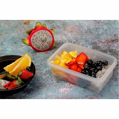 Conteneur Barquette Plastique Rond avec couvercle GLEN couleur Noire ou Transparente-1