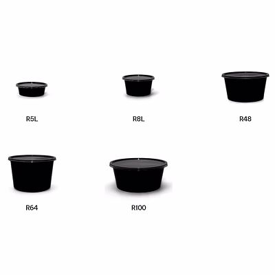 Conteneur Barquette Plastique Rond avec couvercle GLEN couleur Noire ou Transparente-3