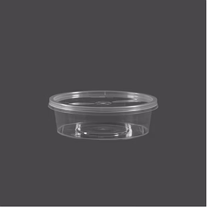 Conteneur Barquette Plastique Rond avec couvercle GLEN couleur Noire ou Transparente