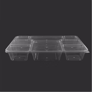 Conteneur Barquette Plastique à Compartiments avec couvercle GLEN couleur Noire ou Transparente