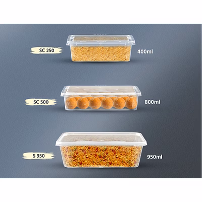 Conteneur Barquette Plastique à Compartiments avec couvercle GLEN couleur Noire ou Transparente-2