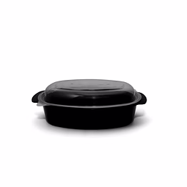 glen industries conteneur barquette plastique bol oval avec couvercle glen couleur noire ou transparente