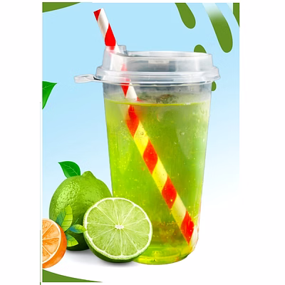 Verre Plastique à Jus avec couvercle et Trou à Paille GLEN couleur Transparente-2