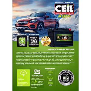 Batterie VL AGMi EFB Start & Stop - Calcium - Sans Entretien CEiL EXiDE