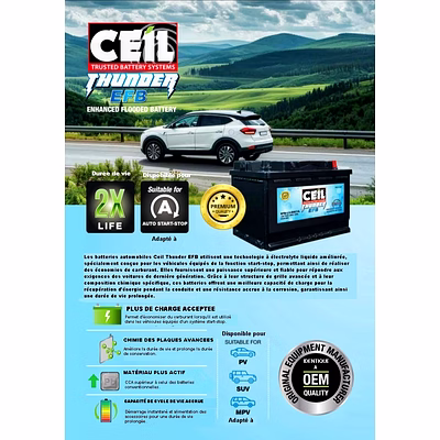 Batterie VL AGMi EFB Start &amp; Stop - Calcium - Sans Entretien CEiL EXiDE-1