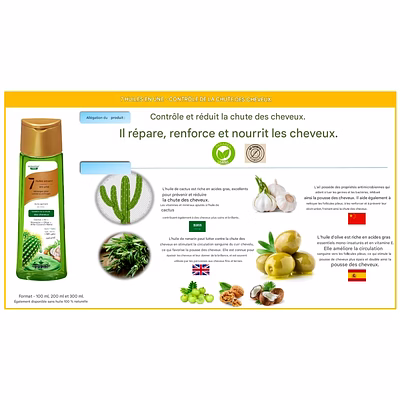 7 Huiles en 1 Capillaires Cheveux Femme Réparation Cactus Ricin Karité Nigelle Emami-3