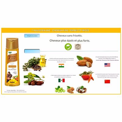 7 Huiles en 1 Capillaires Cheveux Femme Réparation Cactus Ricin Karité Nigelle Emami-2