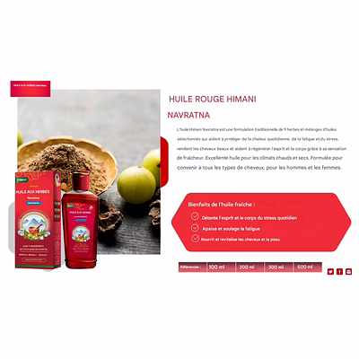 Huile Rouge 9 plantes Cheveux et Corps Homme Rafraîchissante Navratna Himani-3
