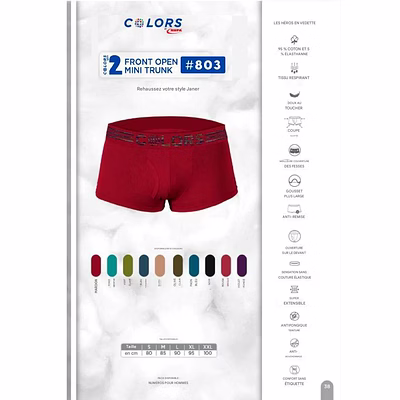 Caleçon Homme TRUNK Court et  Long Colors RUPA-15