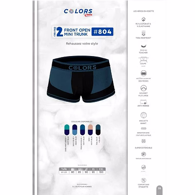 Caleçon Homme TRUNK Court et  Long Colors RUPA-14