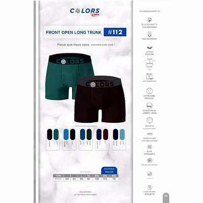 Caleçon Homme TRUNK Court et  Long Colors RUPA-12