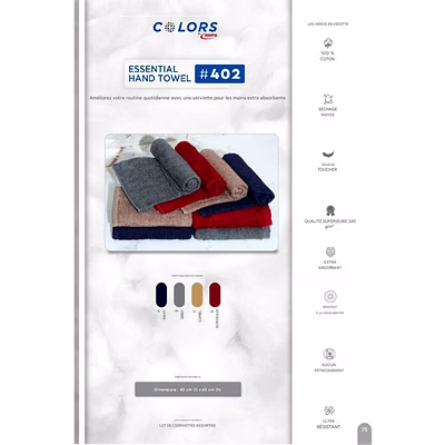 Serviette Bain Main Visage TOWEL Collection Colors RUPA-2