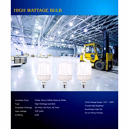 high wattage rechargeable led bulb (15w / 18w / 20w / 40w / 50w / 70w / ))